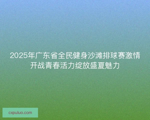 2025年广东省全民健身沙滩排球赛激情开战青春活力绽放盛夏魅力